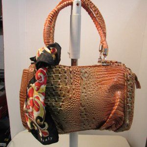 Vecceli Italy Shoulder Bag Faux Rust and Browns Crocodile Skin